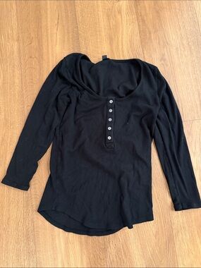 J. Crew Black Long Sleeve Scoop Neck Henley